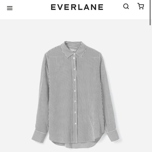 COPY - Everlane striped black and white silk shirt size 16 - Picture 1 of 10